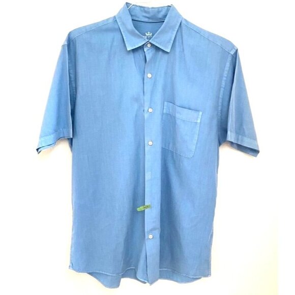 Peter Millar Seaside Collection Shirt Blue Cotton Short Sleeve Men's Large Golf - Picture 3 of 8